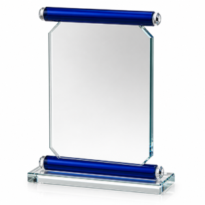 Long Blue Rod  Heavy Designer Crystal Award  (8 inch, 9 inch)