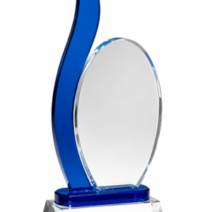 Blue S Shape Crystal Glass Trophy (11 inch, 8 inch, 9.5 inch)
