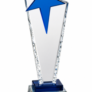 Blue Star Long Heavy Design Crystal Glass Trophy (10,11,12 inch)