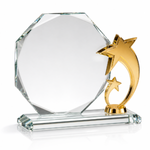 Golden Metal Star Round Dimand Cut Crystel Award (6x7 inch, 7x8 inch, 8x9 inch)