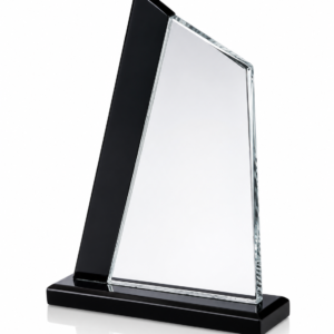 Black Slant Transparent Crystal Glass Trophy   (7, 8 inch, 9 inch)