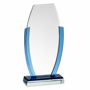 Blue Transparent Crystal Glass Trophy (9 inch)