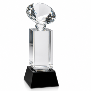 Crystal Glass Trophy  Blue Diamond (7 inch, 8 inch, 9 inch)