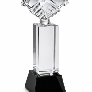 Crystal Glass Trophy  Handshake Figurine (7 inch, 8 inch, 8.5 inch, 9.5 inch)