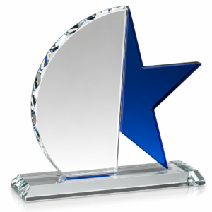 Crystal Glass Trophy Blue Star Leaf (6 inch, 8 inch)